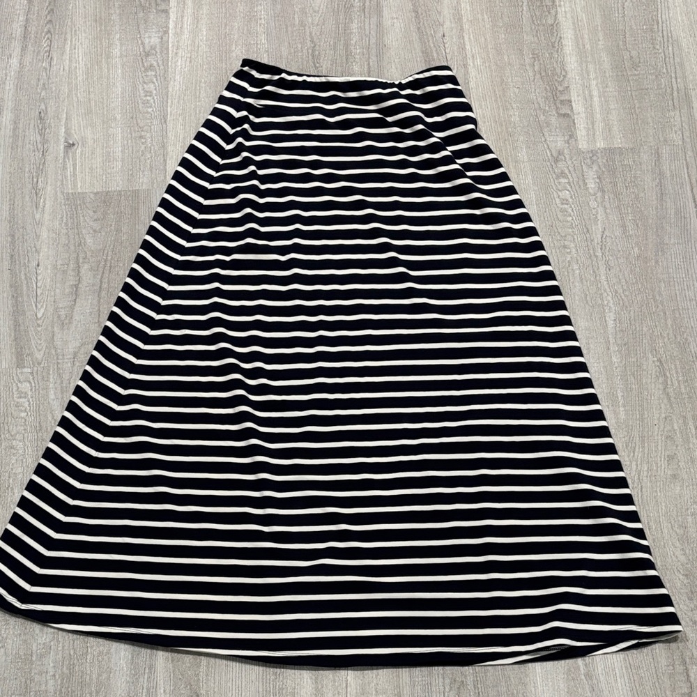 Talbots Black and White Striped A-Line Skirt
